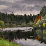 Tide going out. River Barrow, St Mullins, Ireland Oil 40 x 30cm