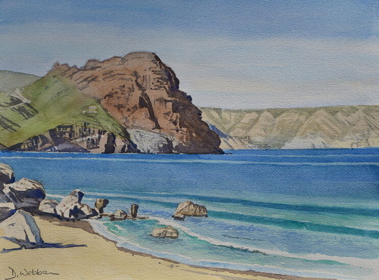 Towards San Pedro from Cala del Cuervo  Watercolour  41 x 31cm
