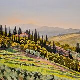 Tuscan Hillside. Watercolour 39 x 30cm