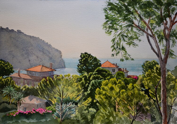 View over Camp de Mar, Mallorca   Watercolour  51 x 36cm