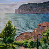 Villa by the Sea, Mallorca Watercolour 50 x 35cm