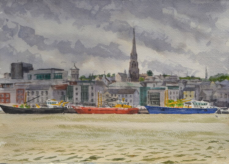 Wexford across the river  Watercolour  38 x 28cm