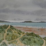 Worm's Head from Hillend dunes Watercolour 51 x 36cm