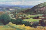 small oil painting of a view through a Brecon valley