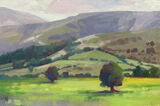 oil painting of the hills in Bannau Brycheiniog National Park with soft afternoon light