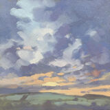 Frosty Sunrise Glow dawn harries, oil painting, frosty sunrise glow, landscape painting,