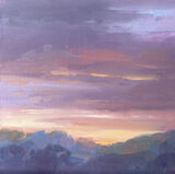 Purple Dusk, an Oil painting of a sunset with soft purple pink and orange hues