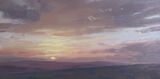 Small oil painting of a rosy sunset across Pembrokeshire fields, a landscape painting for the home