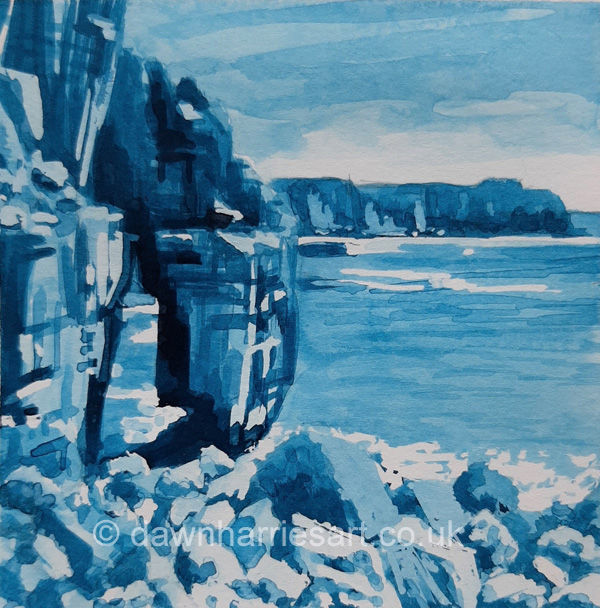 St Govans Arch in Blue