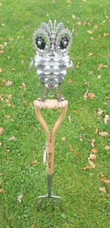 Owl on a Garden Fork