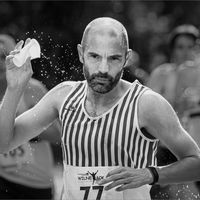 BACKLIT RUNNER AT DRINKS STATION by Sarah Middleton