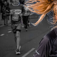 BLONDE RUNNER STREAKS AHEAD! by Tony Barker