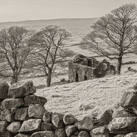 DRY STONE WALL AND OLD BARN by Tony Barker