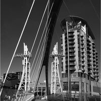 LIFT BRIDGE OVER MANCHESTER SHIP CANAL by Sue Swain