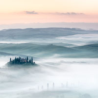 MIST ACROSS VAL D'ORCIA by Mike Arblaster