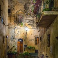 NIGHT TIME, THE STREETS OF PIENZA by Ashley Franklin