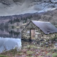 STONE BOAT HOUSE AT LLYN GWYNANT By Peter Ward