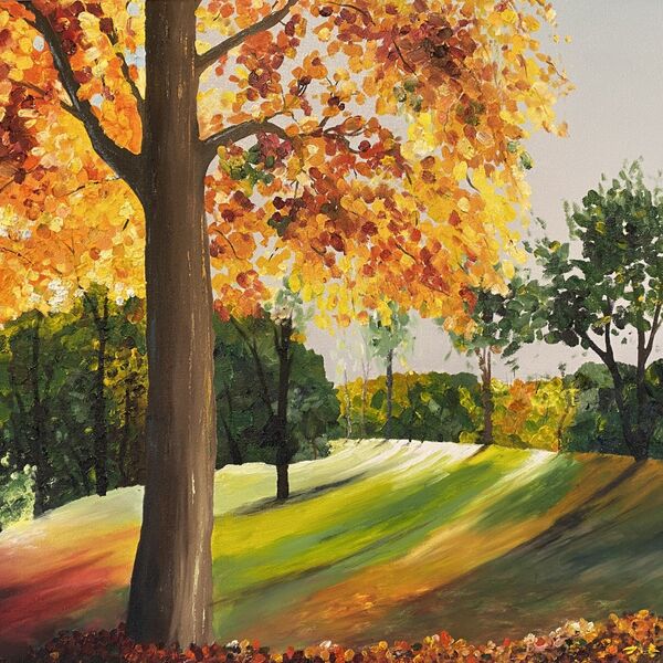 Oil painting - West end park corner
