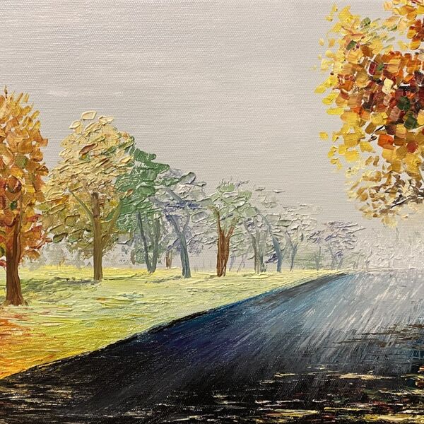 Oil painting - Autumns golden gown