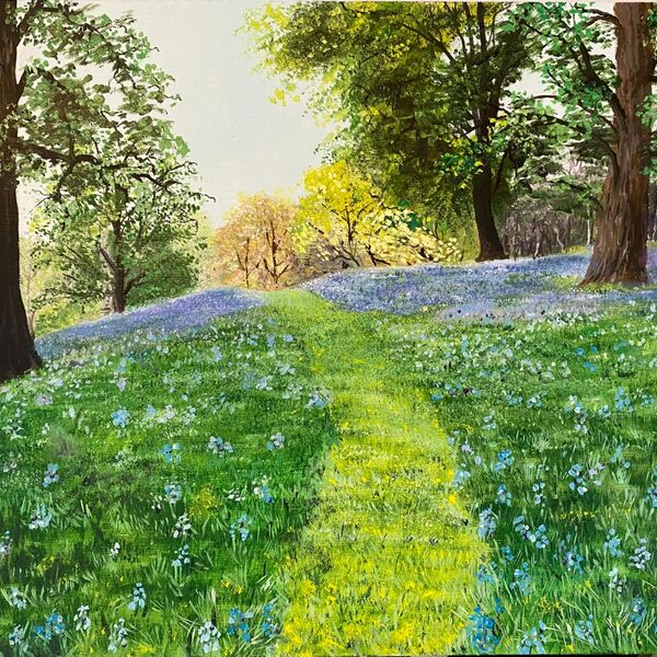 Oil painting - Bluebell hill