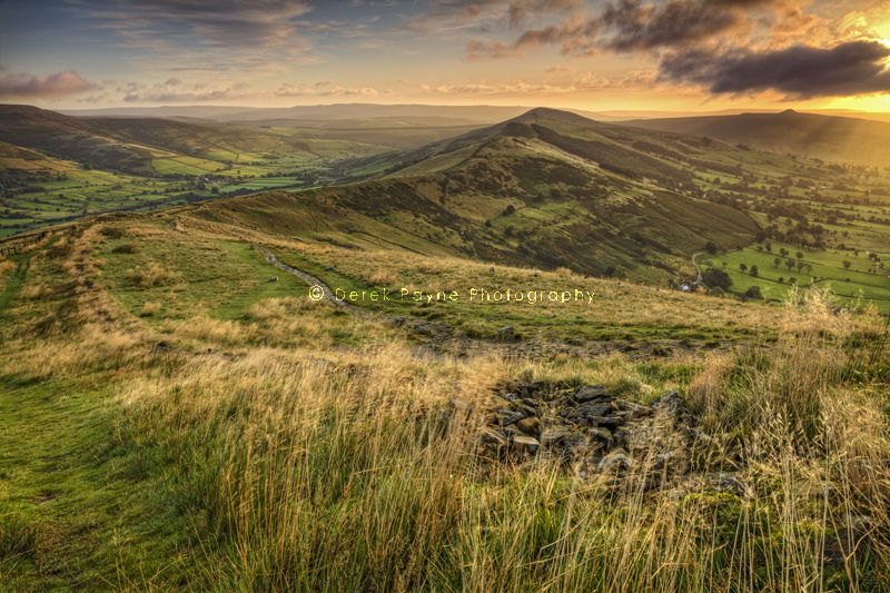 View of Hollins Cross from Mam Tor at Sunrise