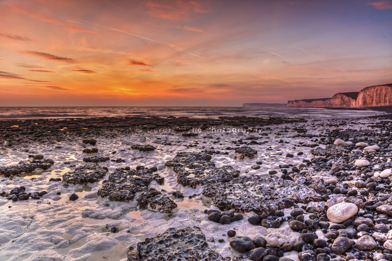 View of Seven Sisters at Sunset