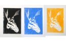 Carp 1, lino print, each image A5 in A4 mount