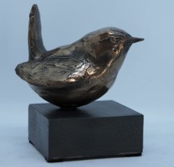 Wren, cold cast bronze on a cold cast iron base, approx 9cm tall incl base - £35