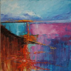 Pier Sunset, oil on canvas, 100x100cm