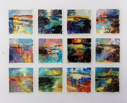 12 Studies, each 10x10cm oil on paper, (sold)