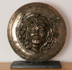 Medusa, cold casst bronze, 45cm diam, £250