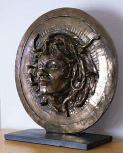 Medusa, cold cast bronze, 45cm diam. £250