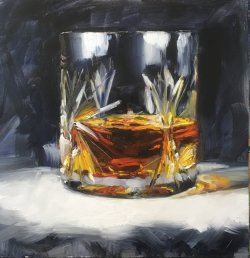 Whisky, oil on board, 30x30cm (sold)