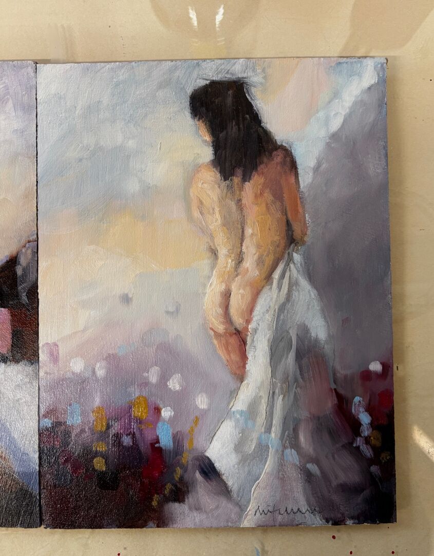 Figure study, oil on board, 19x25cm