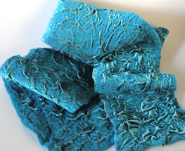 Aqua felted velvet scarf