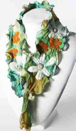 Daisy Flower Hand painted silk and felted Scarf