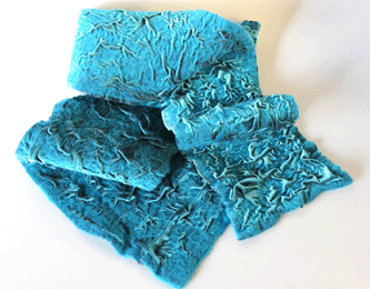Aqua velvet felted scarf