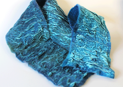 Dark Aqua felted Velvet Scarf
