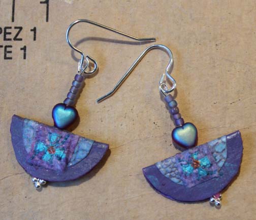 Dainty half-moon lavender earrings