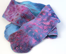 fuschia felted velvet scarf