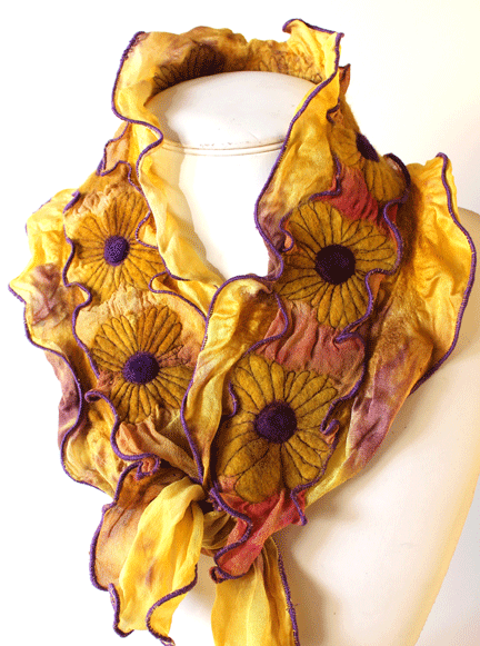 Gold and Purple Floral Scarf