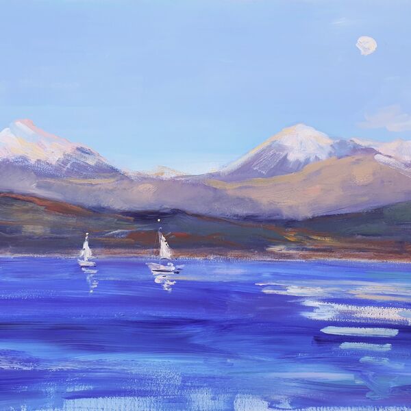 Big sea, four sailboats