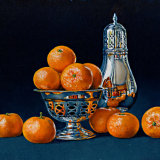 Clementines with a Silver Bowl and Sugar Shaker