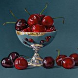 A Silver Dish with Cherries