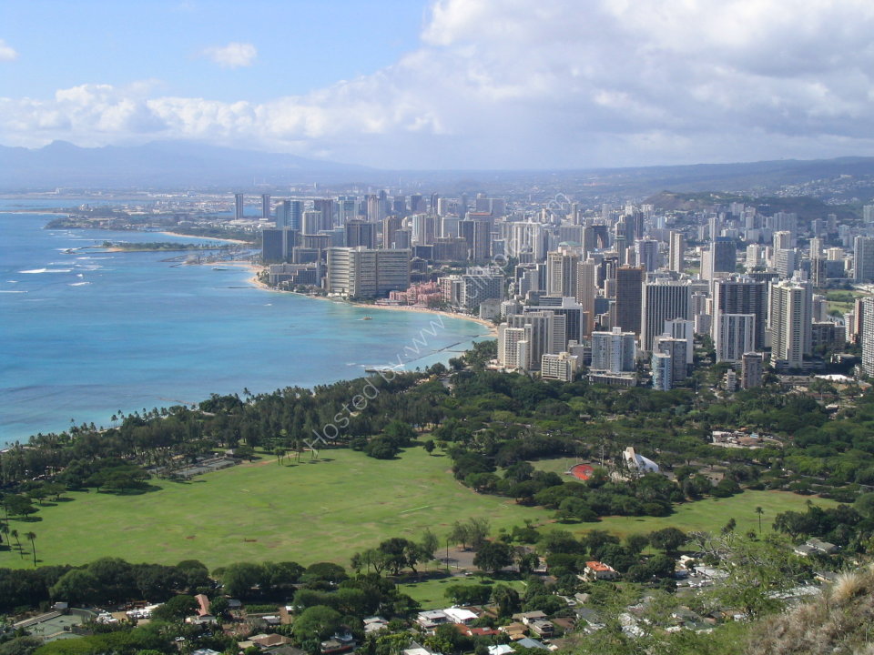 View over Honolulu and Waikiki from Diamond Head