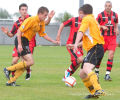 Jamie Lyden on the attack against St Mirren