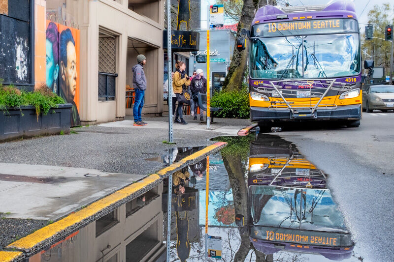Bus in Puddle