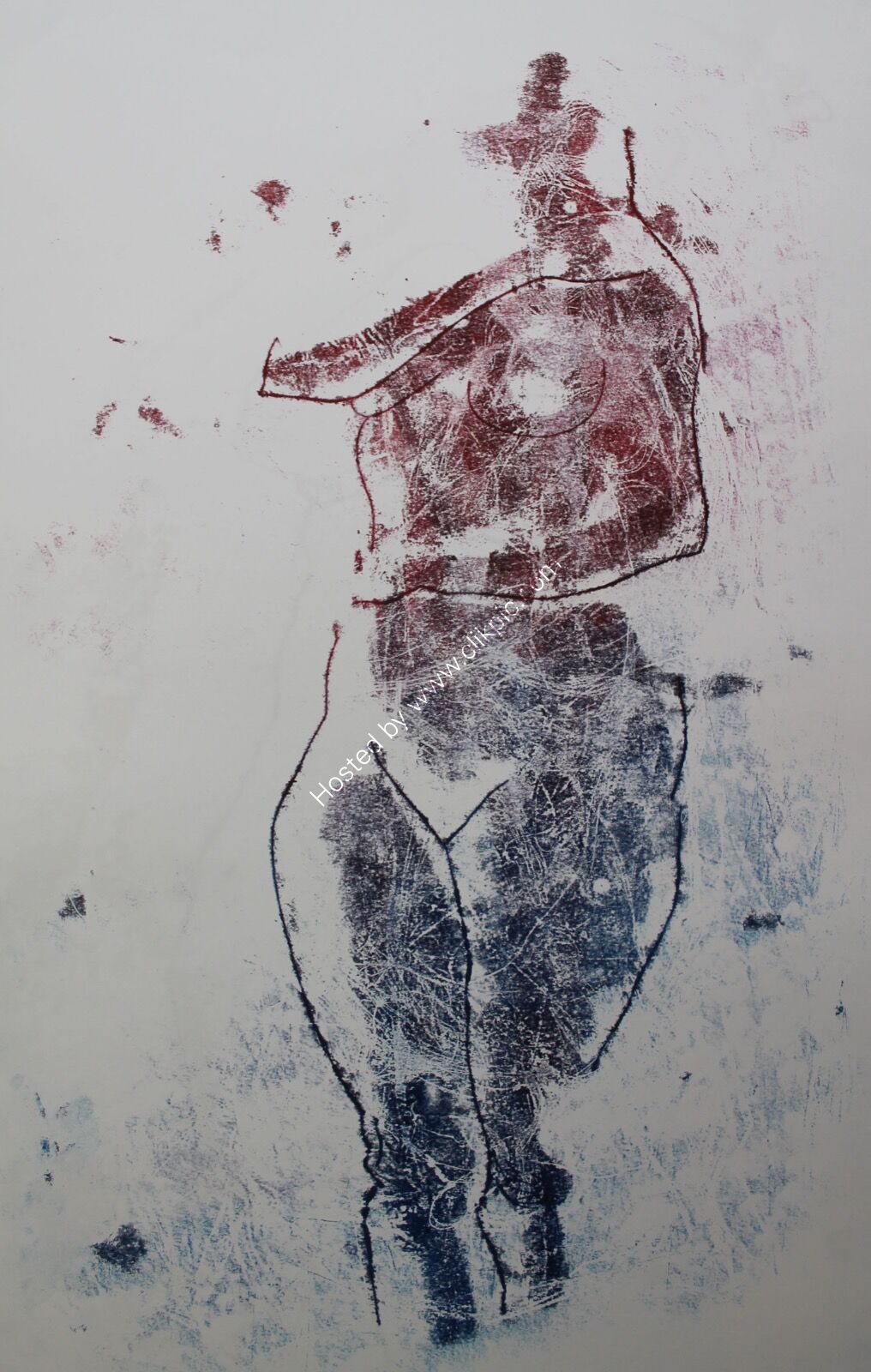 Mono 140. Life study in red & blue.