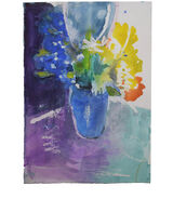 Flowers in blue vase