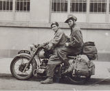Derek on his Douglas Dragonfly, setting off to Yugoslavia with his friend Mike